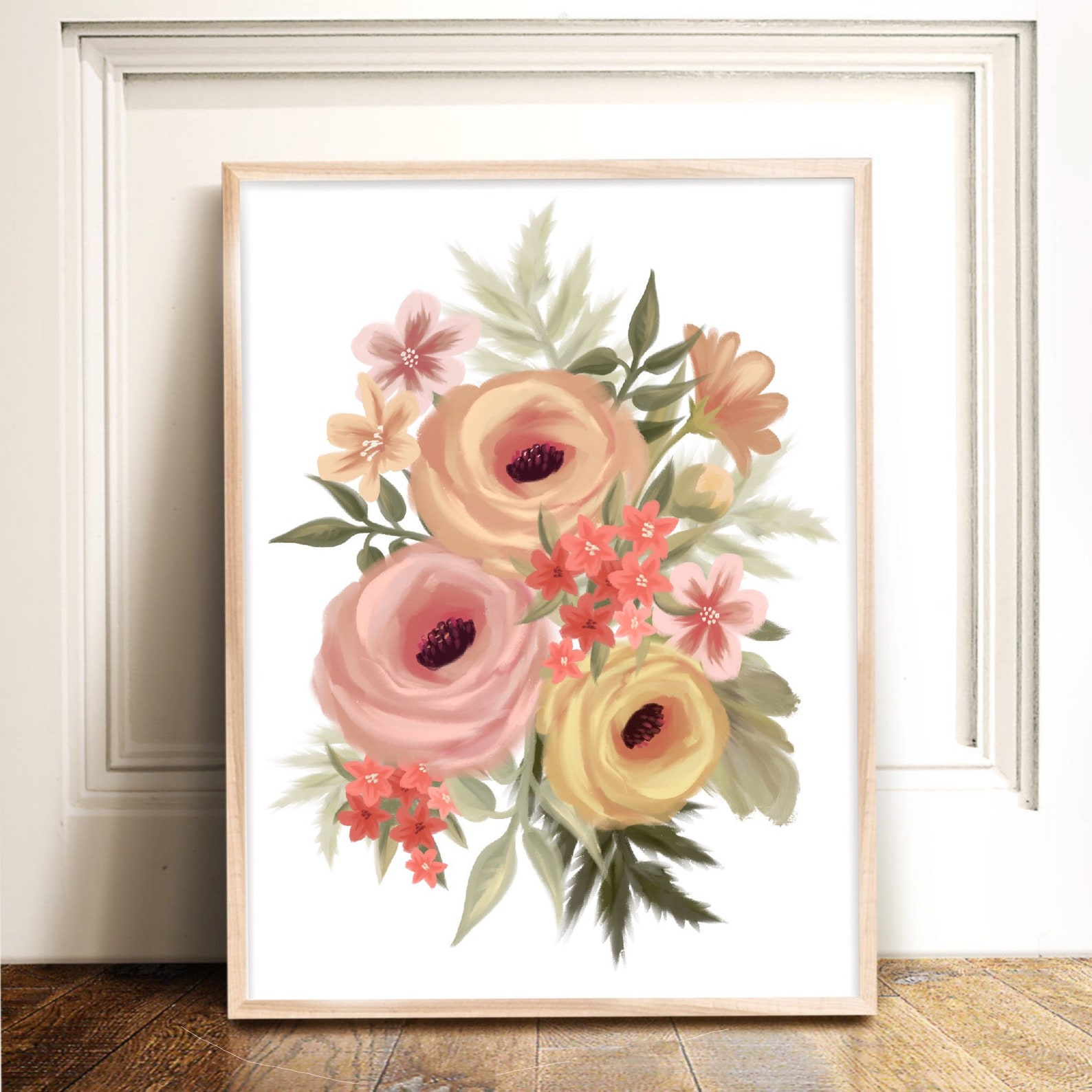 Painted Pink Flower Art Print Nursery Art Watercolor Floral Etsy