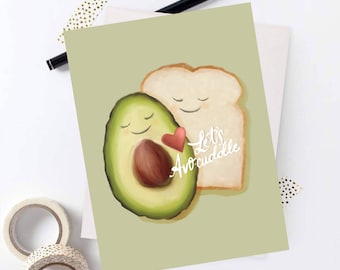 Avocado Valentine Card, Valentine Card, Valentines for Kids, Avocado and Toast Card, Blank Inside, Punny Cute Valentine