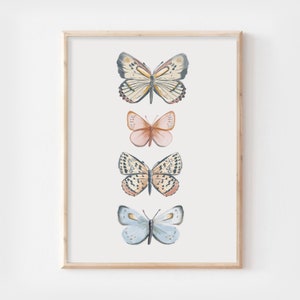 Boho Butterfly Print, Butterflies, Butterfly Art, Vintage Rustic, Monarch Butterflies, Gallery Wall Art, Home Decor