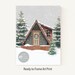Rustic A Frame Cabin, Winter Christmas Art Print, Holiday Decor ...
