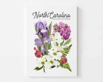 North Carolina Flower Art Print, State Flowers Art, Florida Art, State Artwork, Flower Artwork, North Carolina Flowers, Graphic Art