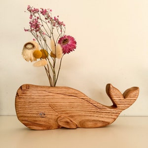 Handmade Wooden Whale Flower Vase | Reclaimed Wood Art | Eco-Friendly Home Decor | Unique Nautical Vase | Sustainable Flower Holder
