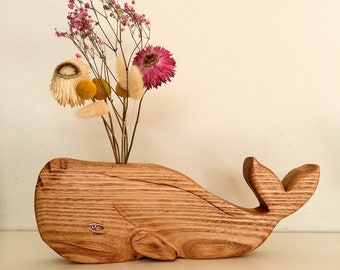 Wooden Vase / Whale Flower Vase / Reclaimed Wood / Handmade Vase / Home Décor / Home Decoration / Eco-friendly / Centrepiece / Gifts for her