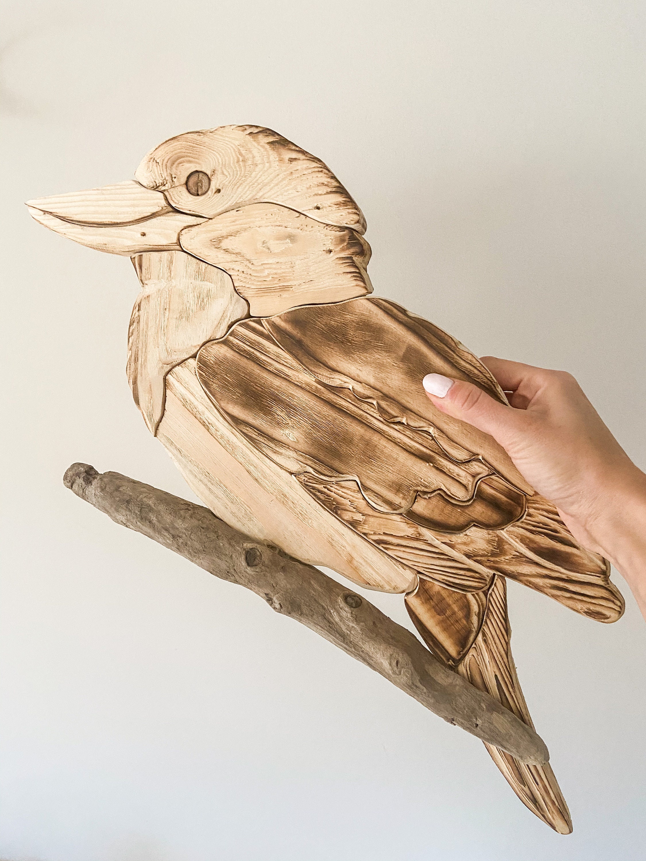 Art Du Bois/Bois Récupéré Kookaburra Wood Wall Art Decor Recyclé Décoration Oiseaux Cadeau de La Fêt