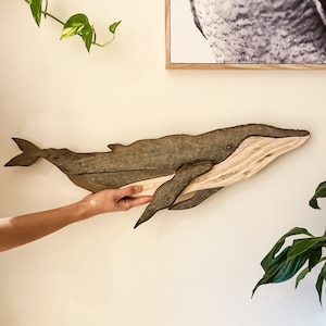 Wood Art / Reclaimed Wood / Small Humpback Whale / Wood Wall Art / Wood Decor / Recycled Wood / Home Decor / Sustainable Handmade Sculpture