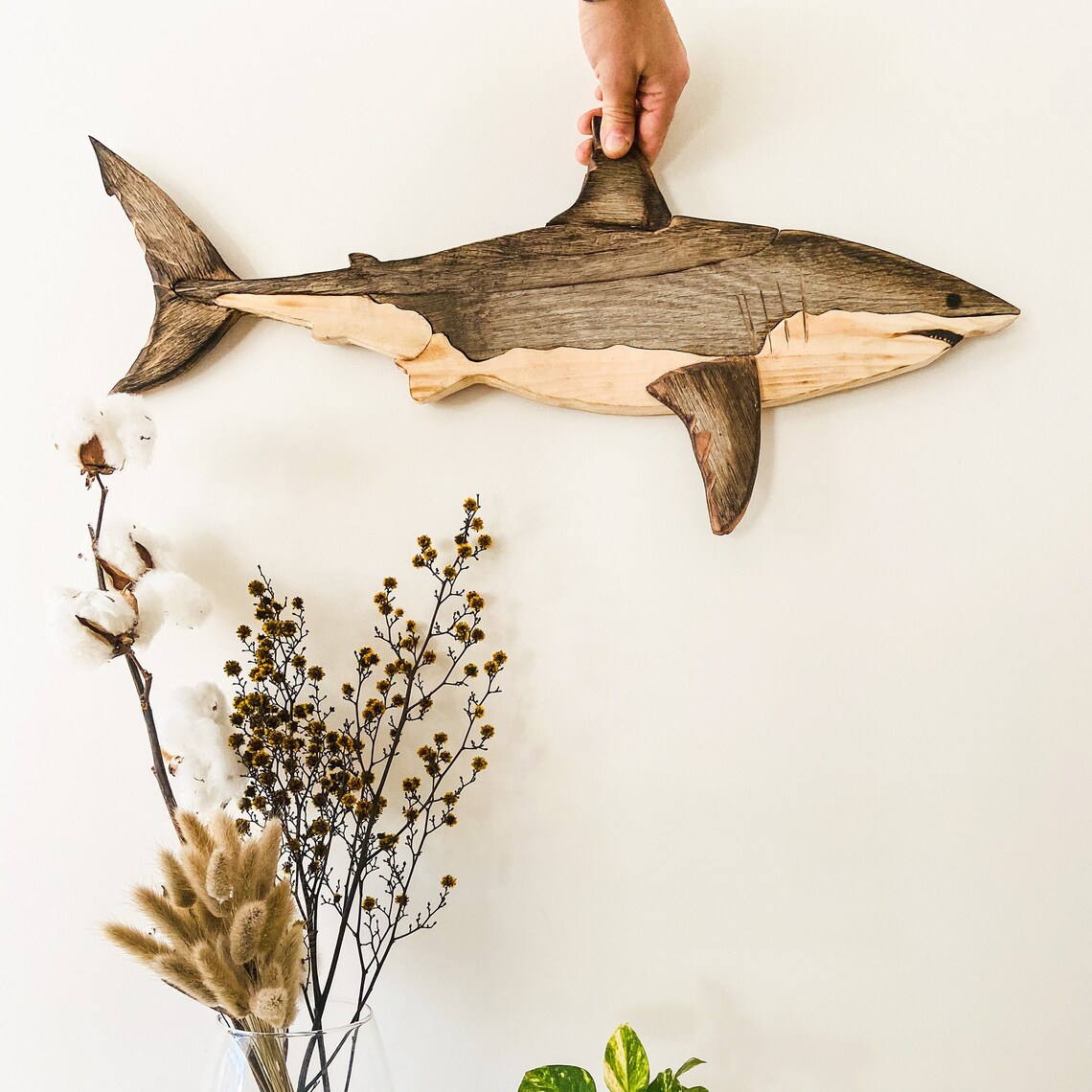 Wood Art / Reclaimed Wood / White Shark / Wood Wall Art / Wood Etsy