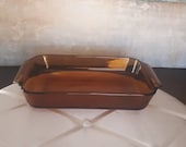 Vintage Anchor Hocking Fire King 1 1 2 Qt. Casserole Dish,Oval Amber Glass