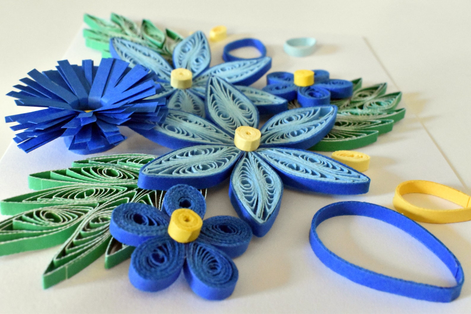 Blue Floral Quilled Greeting Card, Keepsake Card, Paper Quilling Card