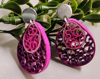 Paper Quilled Lightweight Statement Earrings, Hypoallergenic Posts, Handmade Paper Earrings, Dangle Earrings, First Anniversary Gift
