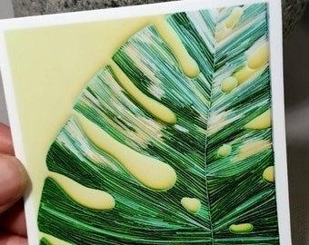 Variegated Monstera Leaf Plant Sticker