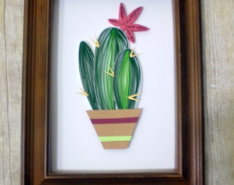 Cactus Plant Paper Quilled Wall Artwork - Quilling Flower - Home Decor - Gift for Her - Housewarming - Tropical Framed Art