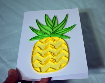 Pineapple Quilled Geometric Tribal Greeting Card, Pineapple Love, Tropical Cards, Paper Quilled Card, Blank Inside Card
