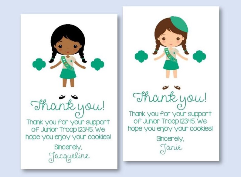 Customized Down load Junior Lady Scout Cookie Thank On your own Be aware Card Tag - *Custom-made PDF Printable* for Daisy Brownie Junior Cadette image regarding Girl Scout Cookie Thank You Note Printable identified as Tailor made Down load Junior Lady Scout Cookie Thank On your own Be aware Card Tag - *Custom made PDF Printable* for Daisy Brownie Junior Cadette