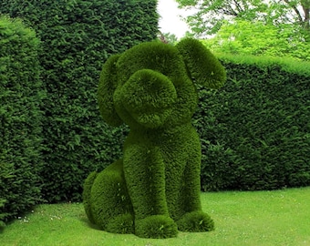 人工芝犬用ガーデン＆庭装飾トピアリー：屋外用動物グリーンフィギュア