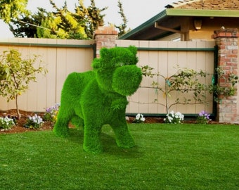 Outdoor Small Cartoon Cow Topiary Green Figures covered in Artificial Grass Landscaping Sculpture great for Home, Gardens or Business