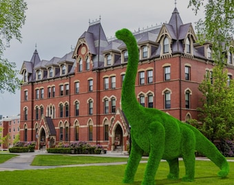 Outdoor Dinosaur Brontosaurus Topiary Green Figures Landscaping Sculpture covered in Artificial Grass great for Home, Gardens or Business