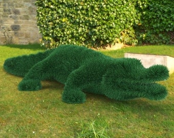 Outdoor Animal Crocodile Topiary Green Figures 60" long covered in Artificial Grass great for Home, Gardens or Business