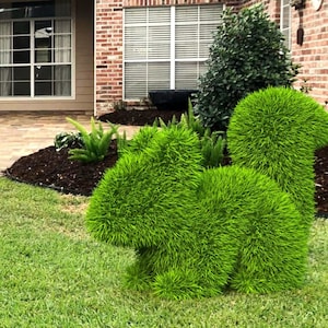 Outdoor Animal Small Squirrel Topiary Green Figures 18&quot; covered in Artificial Grass Landscaping Sculpture great for Home, Gardens , Business