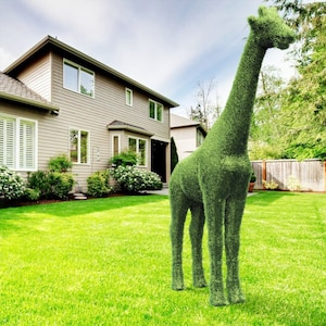 Outdoor Animal Giraffe Topiary Green Figures 177"Landscaping Sculpture covered in Artificial Grass great for Home, Gardens or Business