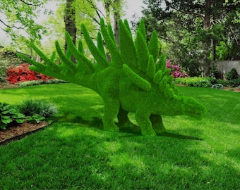 Outdoor Dinosaur Kentrosaurus Topiary Green Figures Landscaping Sculpture covered in Artificial Grass great for Home, Gardens or Business