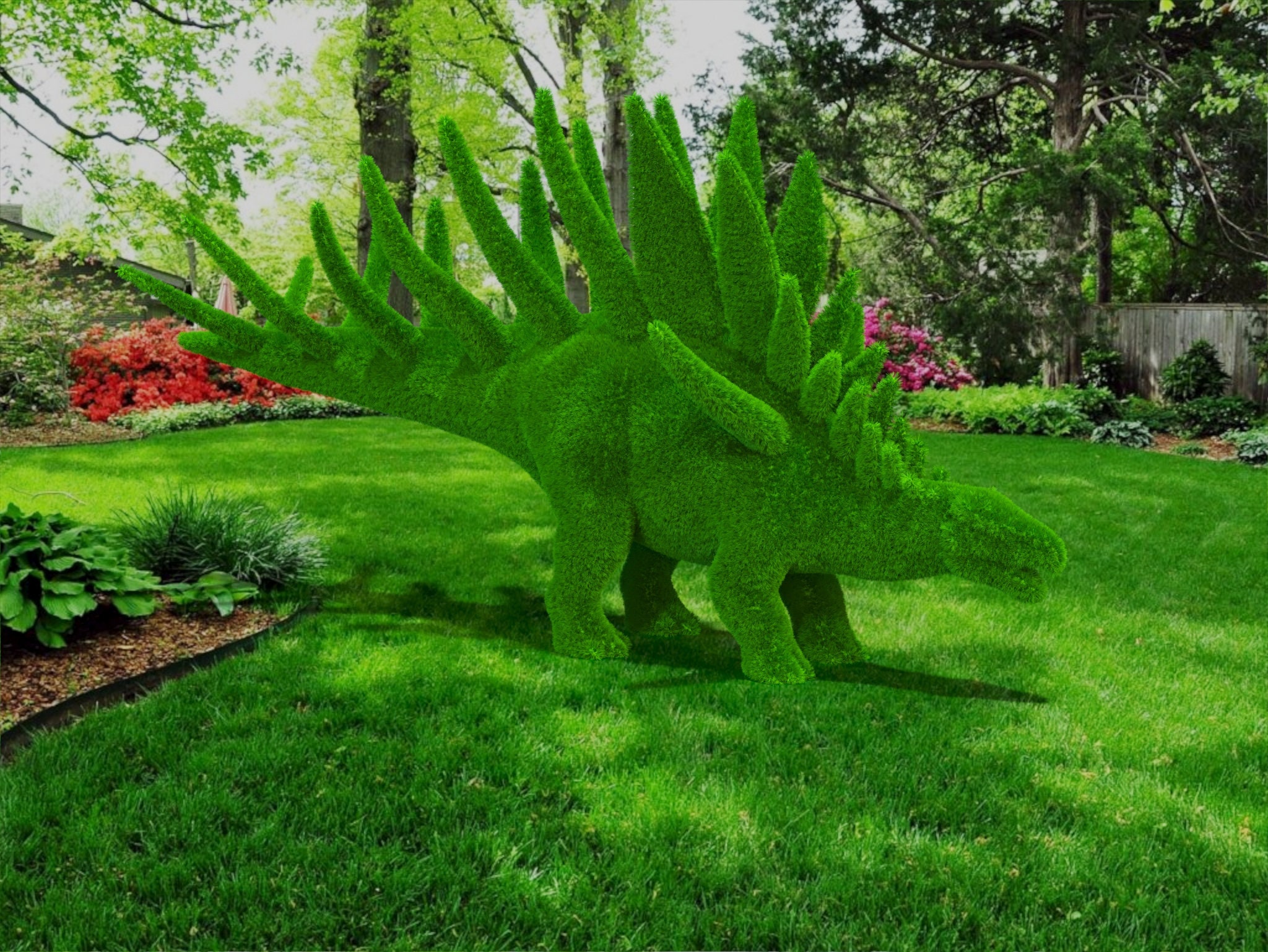 Kentrosaurus Topiary: Artificial Grass Dinosaur Sculpture, Outdoor