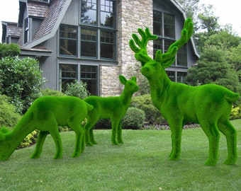 Outdoor Animal Deer Topiary Green Figures covered in Artificial Grass great for Home, Gardens or Business