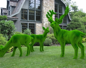 Outdoor Animal Deer Topiary Green Figures covered in Artificial Grass great for Home, Gardens or Business