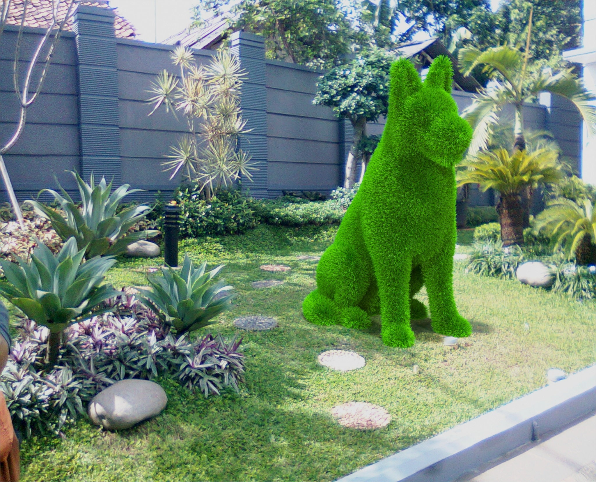 Artificial Grass German Shepherd Topiary: Outdoor Garden Decor