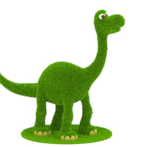 Outdoor Happy Dinosaur Topiary Green Figures covered in Artificial Grass great for Home, Gardens or Business image 2