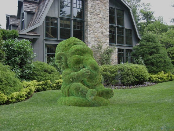 Kunstgras Ganesha Garten- und Hofdekorationsskulptur: Outdoor-Topiary-Figur