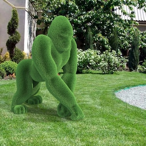 Outdoor Animal Gorilla Topiary Green Figures covered in Artificial Grass Landscaping Sculpture great for Home, Gardens, Parks , Business