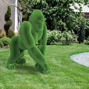 Outdoor Animal Gorilla Topiary Green Figures 78" covered in Artificial Grass Landscaping Sculpture great for Home, Gardens, Parks , Business