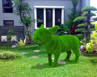 Outdoor Giant Chihuahua Topiary Green Figures covered in Artificial Grass Landscaping Sculpture great for Home, Gardens or Business