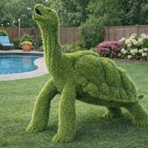 Scultura topiaria di tartaruga gigante - Arte di lusso per esterni da giardino, grande animale in erba sintetica, decorazione paesaggistica commerciale