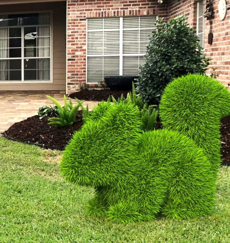 Outdoor Animal Small Squirrel Topiary Green Figures 18" covered in Artificial Grass Landscaping Sculpture great for Home, Gardens , Business