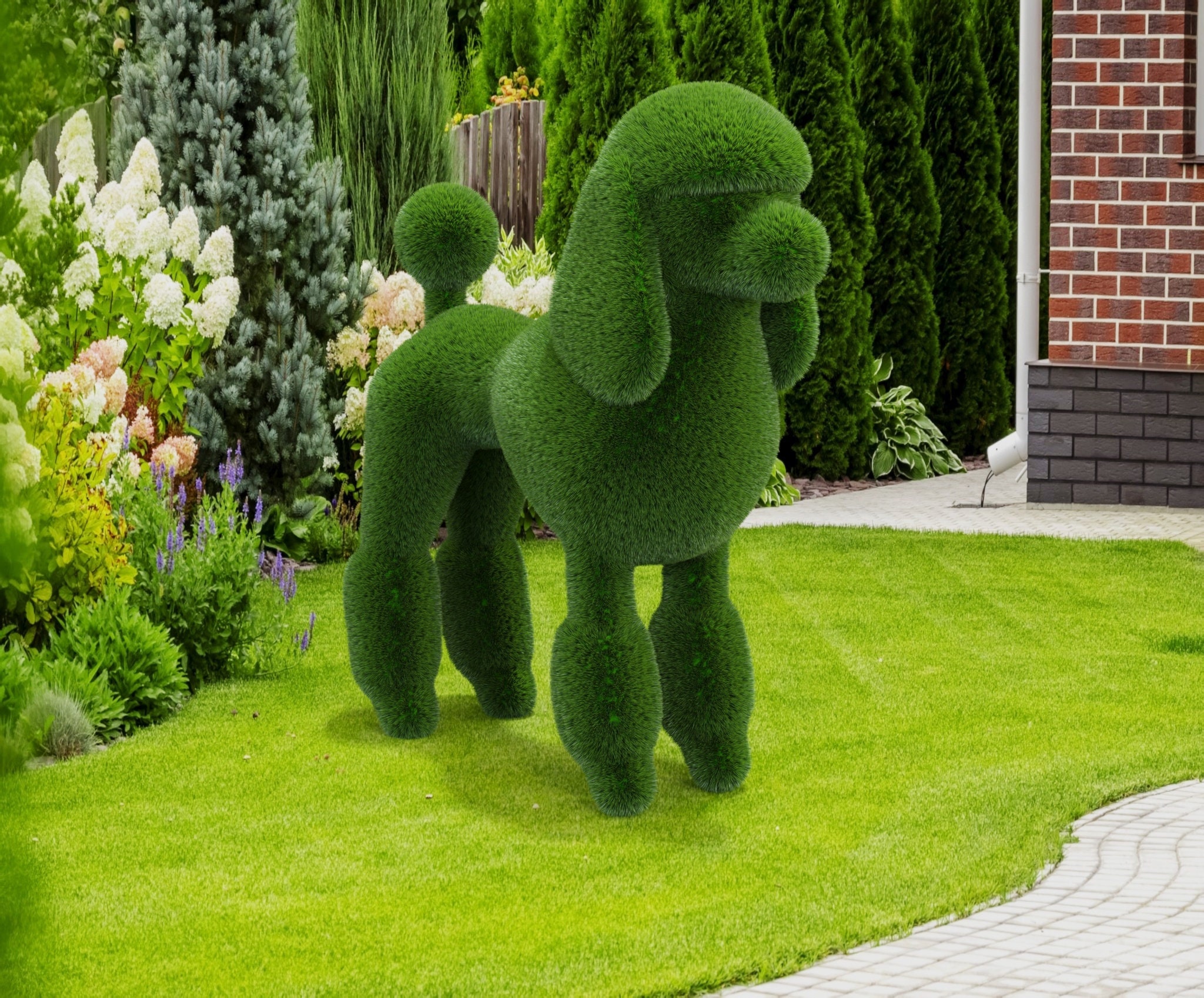 Outdoor Animal Garden and Yard Decoration Poodle Topiary Green 