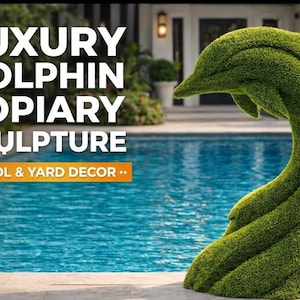 Luxus Delfin Topiary Skulptur - Kunstrasen Garten Statue - Dekor am Pool - Outdoor Yard Art - Moderner Landschaftsakzent - Groß