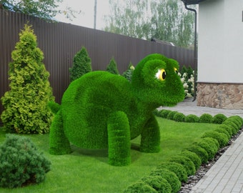 Outdoor Cartoon Turtle Topiary Green Figures Covered in Artificial Grass Landscaping Sculpture great for Home, Gardens or Business