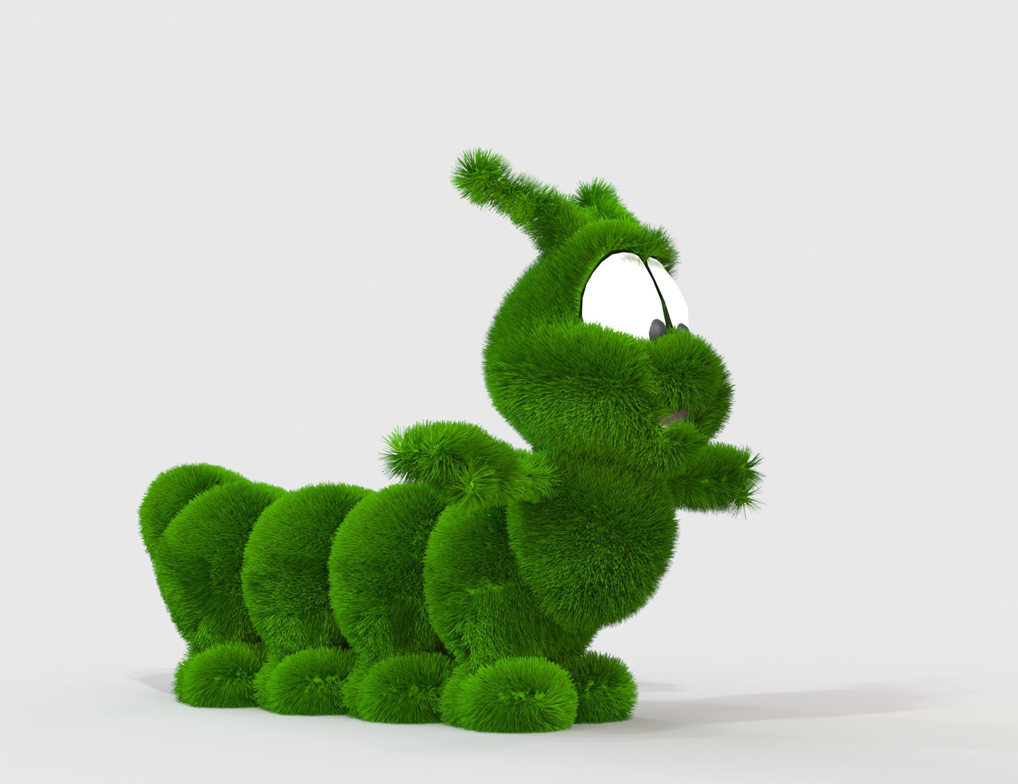 Outdoor Cartoon Caterpillar Topiary Green Figures Covered in Artificial ...