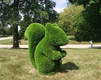 Outdoor Animal Squirrel Topiary Green Figures 39" covered in Artificial Grass Landscaping Sculpture great for Home, Gardens or Business