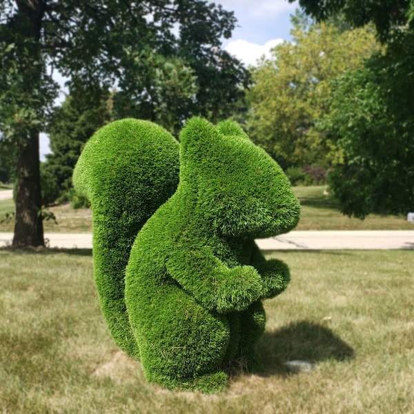 Outdoor Animal Squirrel Topiary Green Figures 39" covered in Artificial Grass Landscaping Sculpture great for Home, Gardens or Business