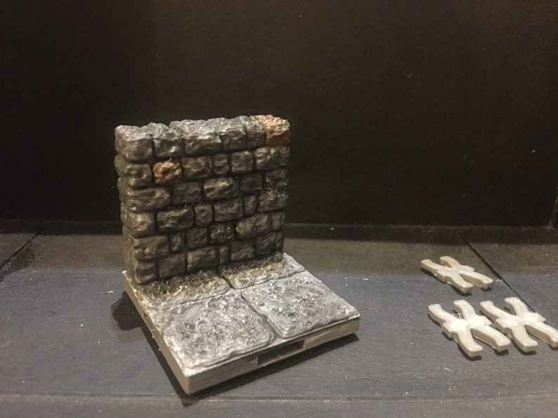 3d published painted 2x2 dungeon tile and wall image relating to 3d Printable Dungeon Tiles named 3d published painted 2x2 dungeon tile and wall