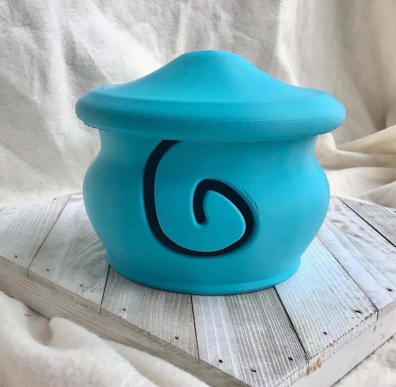 Turquoise Yarn Bowl with Lid