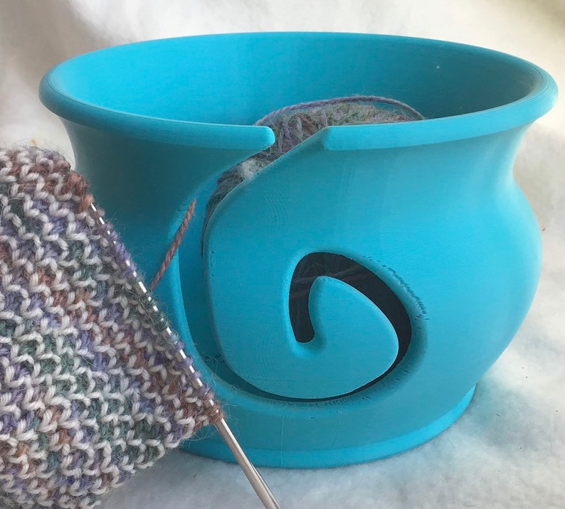 Turquoise Yarn Bowl with Lid