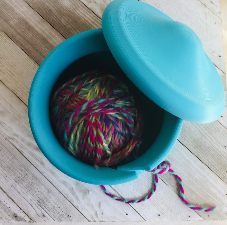 Turquoise Yarn Bowl with Lid