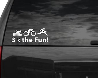 Triathlon Decal - Car Decal - Bumper Sticker, Laptop Decal. Indoor or Outdoor Use. Swim Bike Run. Free Shipping