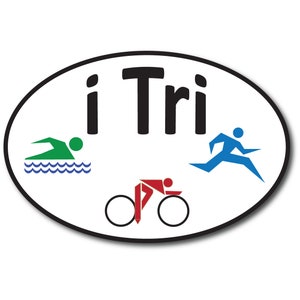 Triathlon Magnet, Outdoor or Indoor Use. 6&quot; x 4&quot; Oval. Swim Bike Run Magnet