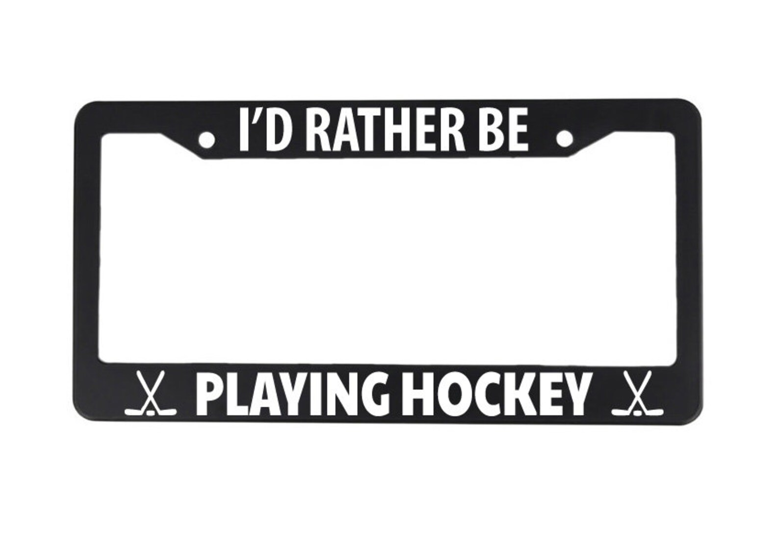Hockey Player License Plate Frame I'D Rather Be Playing Etsy