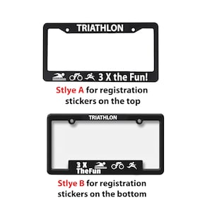 Triathlon License Plate Frame - Swim Bike Run -  Ironman License Plate Frame  - Triathlon Car tag frame - Triathlete License Plate Frame