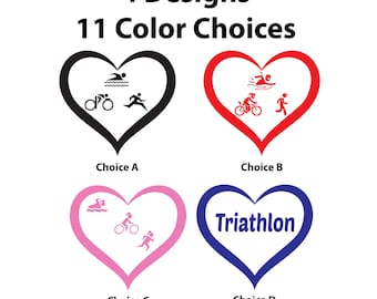 I Love Triathlon Sticker - Triathlon Decal - Gift for Triathlete - Car Window Decal - Sticker